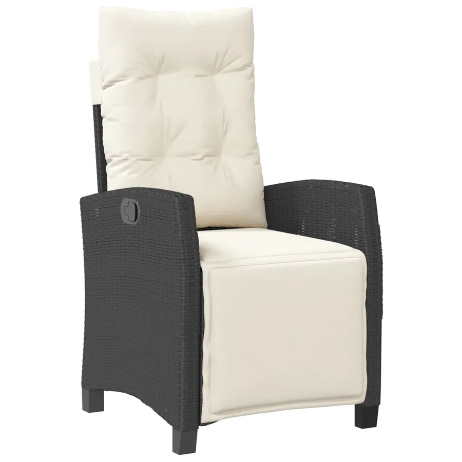 Chaise inclinable de jardin et repose-pied noir résine tressée - 2