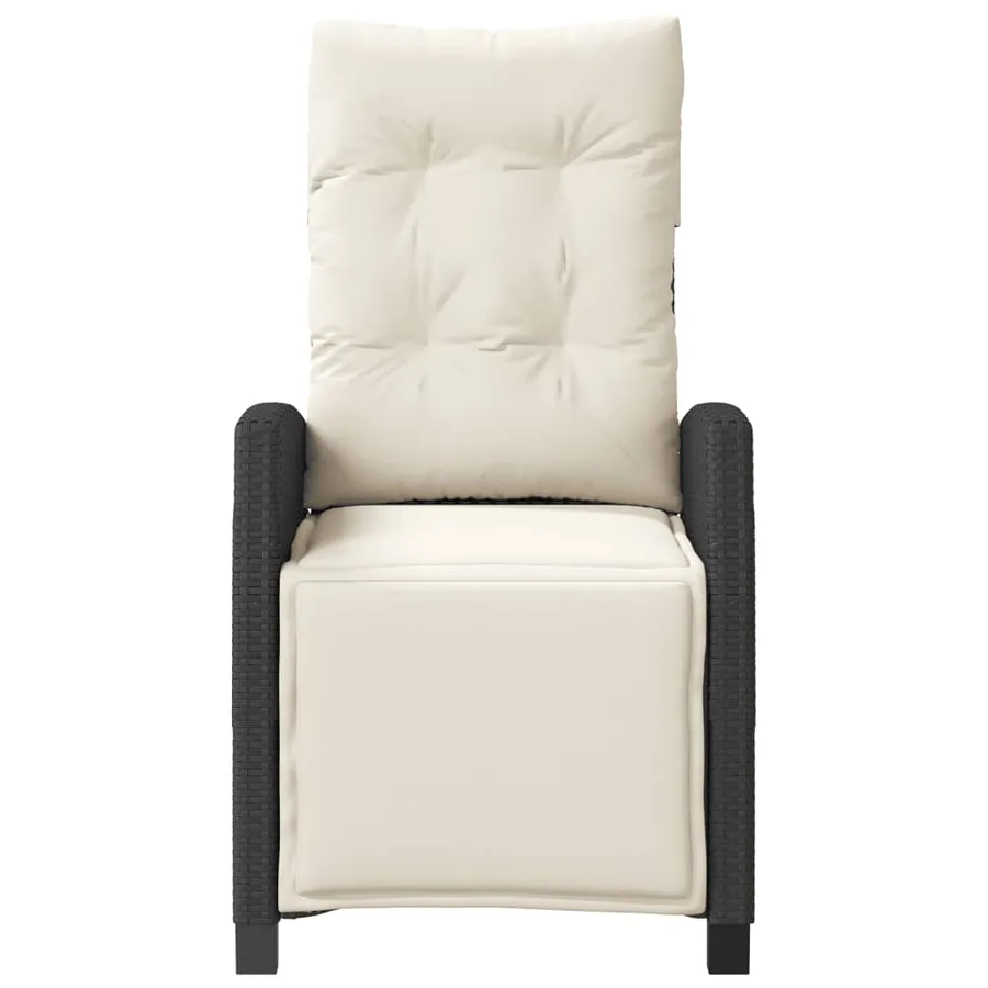 Chaise inclinable de jardin et repose-pied noir résine tressée - 4