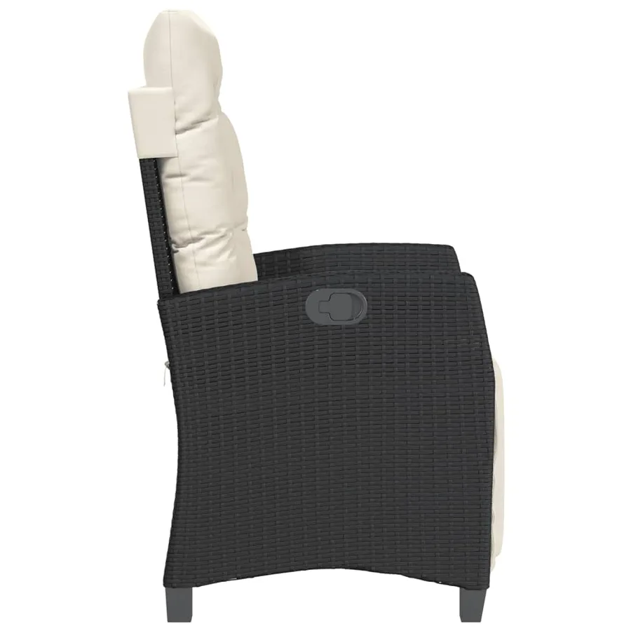 Chaise inclinable de jardin et repose-pied noir résine tressée - 5