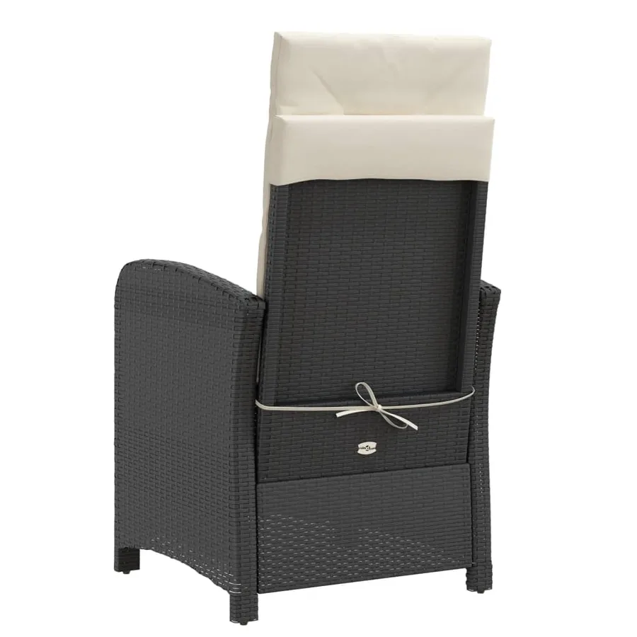 Chaise inclinable de jardin et repose-pied noir résine tressée - 6