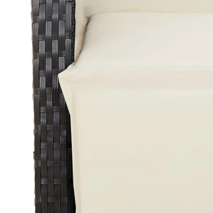 Chaise inclinable de jardin et repose-pied noir résine tressée - 9