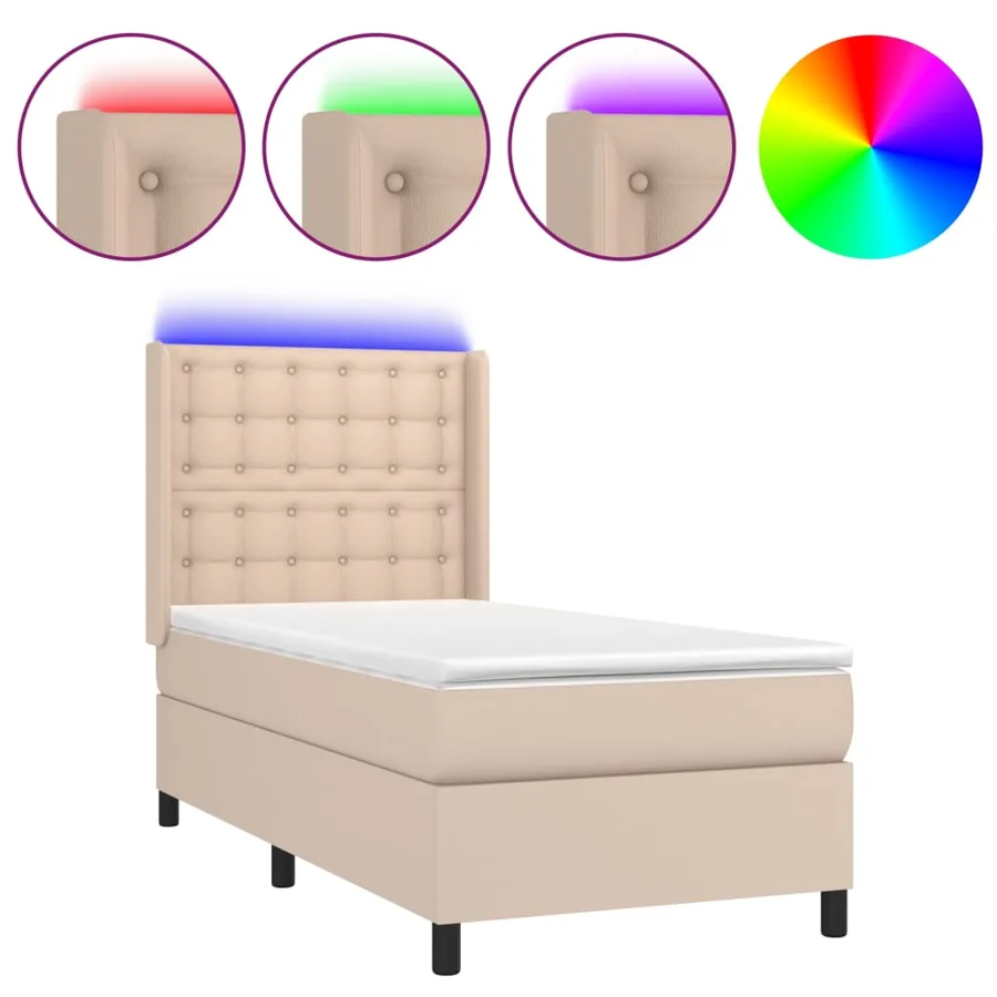 Sommier à lattes de lit matelas LED Cappuccino 90x200cm - 2