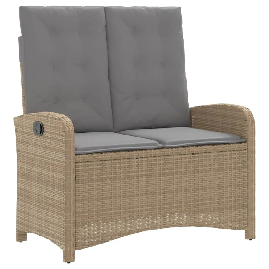 Ensemble à manger de jardin coussins 4 pcs beige résine tressée - 5
