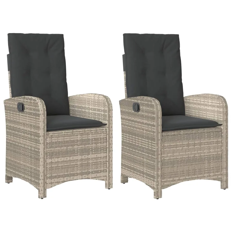 Chaises inclinables jardin lot de 2 et coussins résine tressée - 2