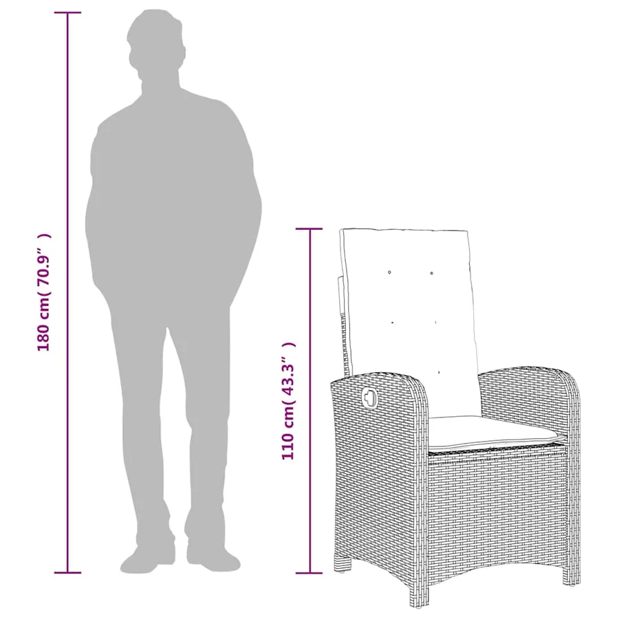 Ensemble à manger de jardin coussins 5pcs Noir Résine tressée - 10