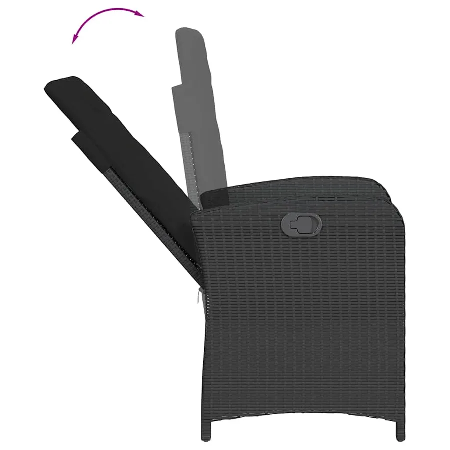 Ensemble à manger de jardin coussins 5pcs Noir Résine tressée - 5