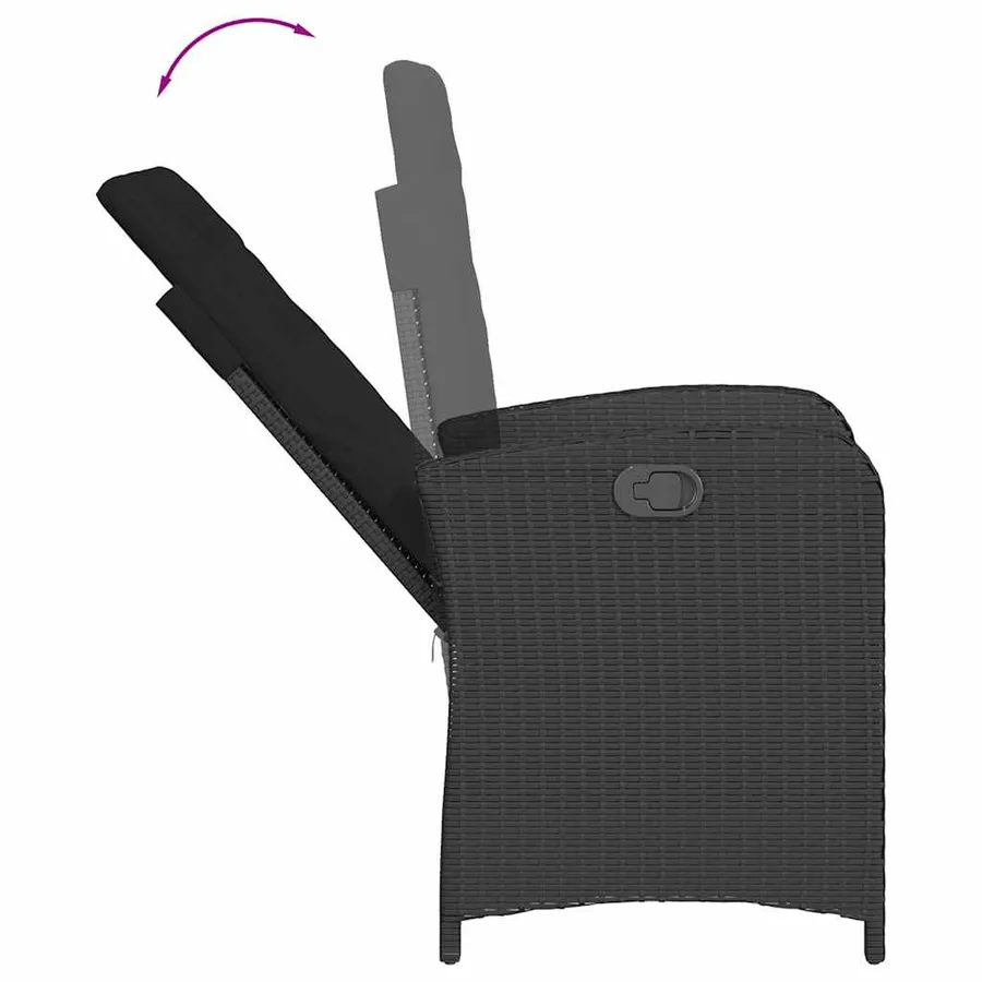 Ensemble à manger de jardin 9pcs coussins noir résine tressée - 5
