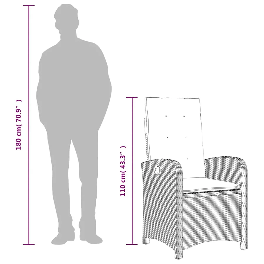 Ensemble à manger de jardin coussins 5pcs Noir Résine tressée - 10