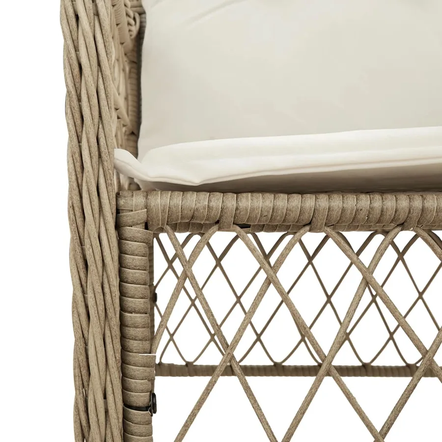 Ensemble à manger de jardin et coussins 7 pcs beige poly rotin - 5