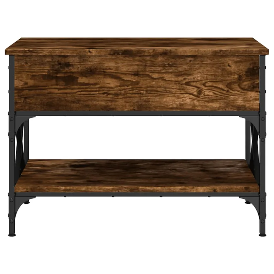 Table basse chêne fumé 70x50x50 cm bois d'ingénierie et métal - 5