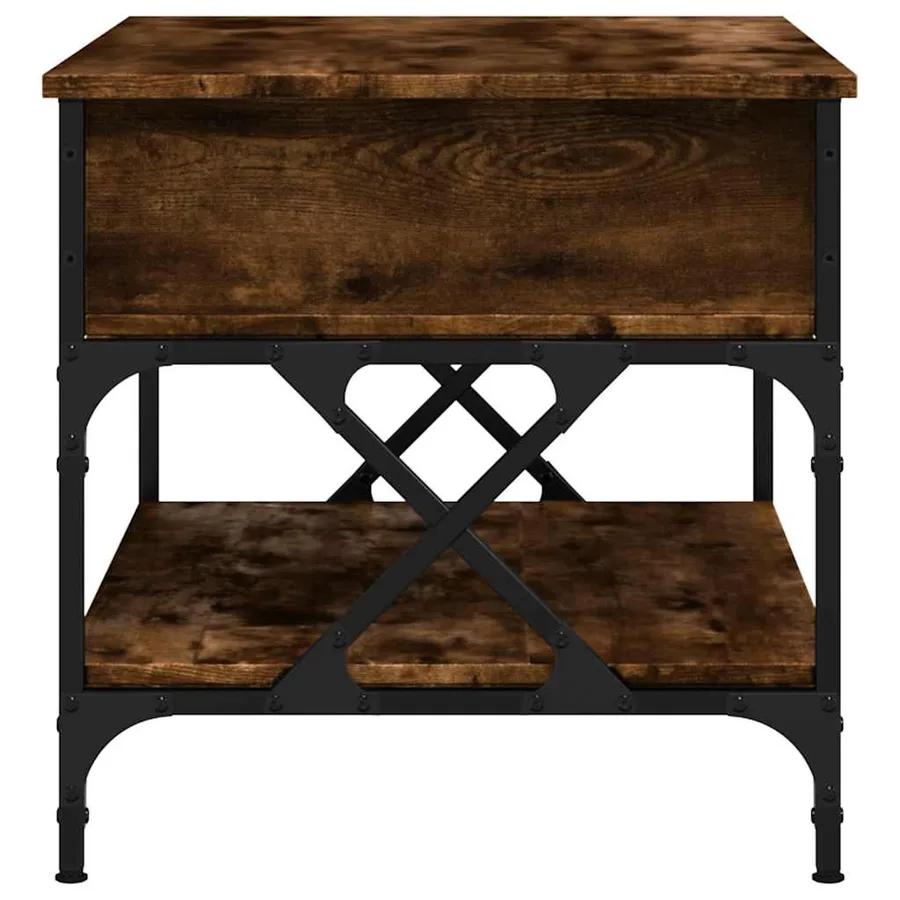Table basse chêne fumé 70x50x50 cm bois d'ingénierie et métal - 6