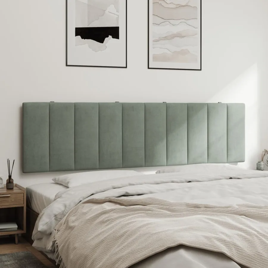 Coussin de tête de lit Hanko gris clair 180 cm velours - 4