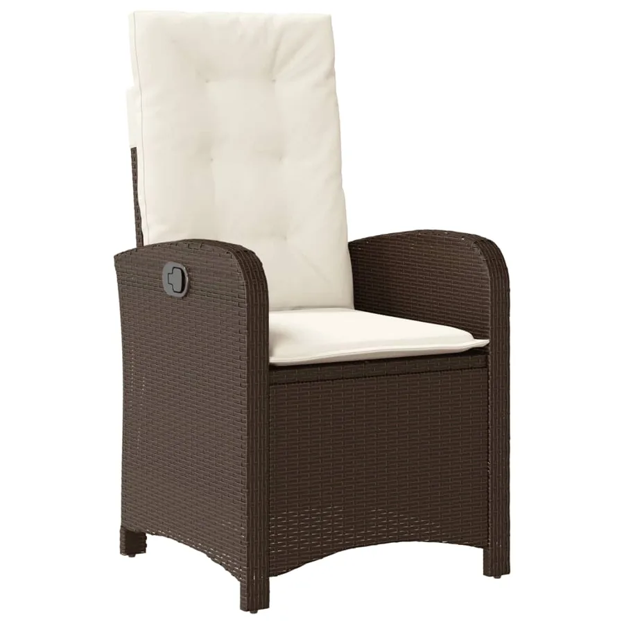 Chaise inclinable de jardin avec coussins marron résine tressée - 2