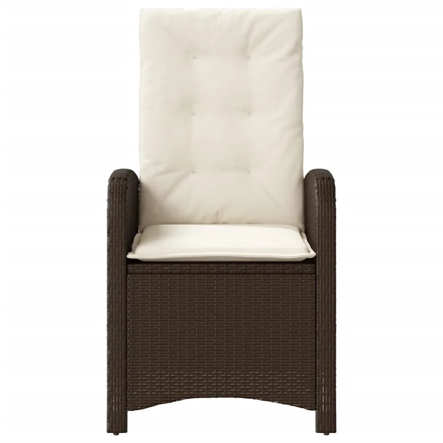 Chaise inclinable de jardin avec coussins marron résine tressée - 4