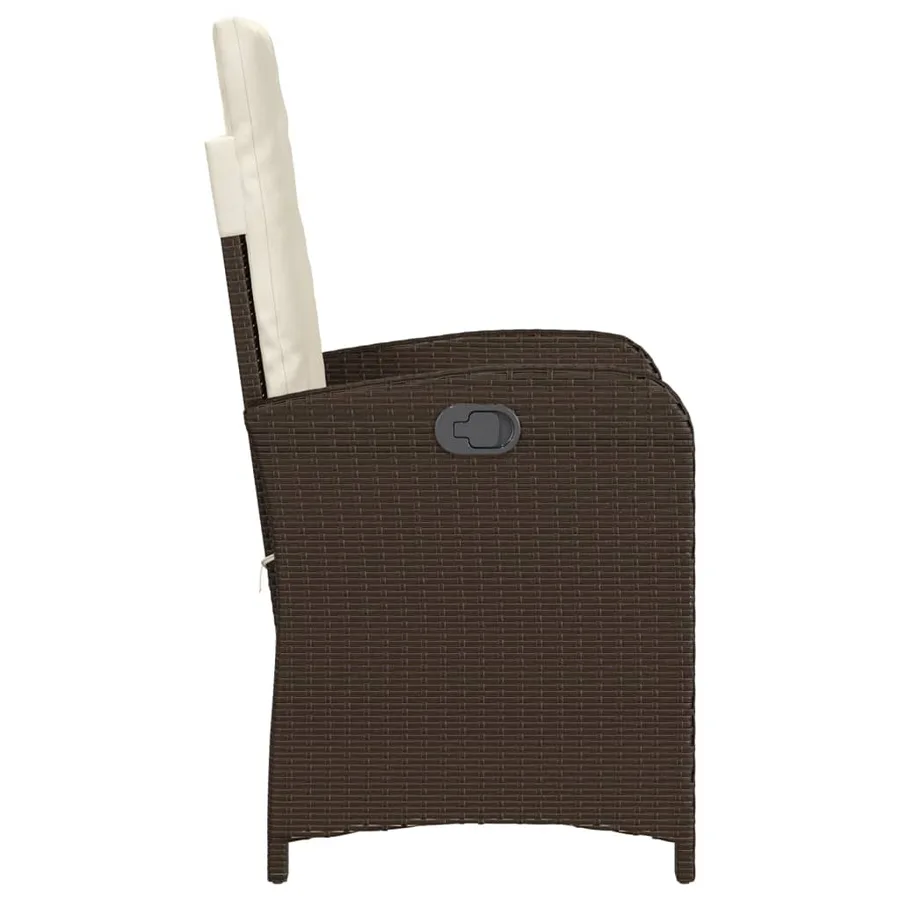Chaise inclinable de jardin avec coussins marron résine tressée - 5
