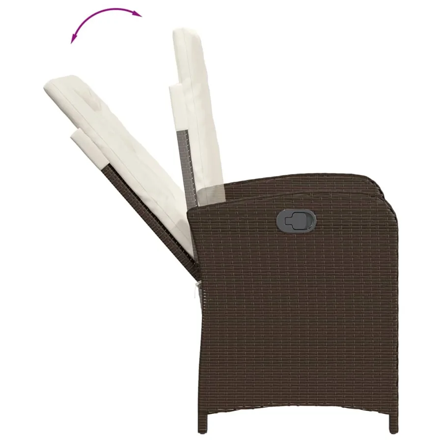 Chaise inclinable de jardin avec coussins marron résine tressée - 7