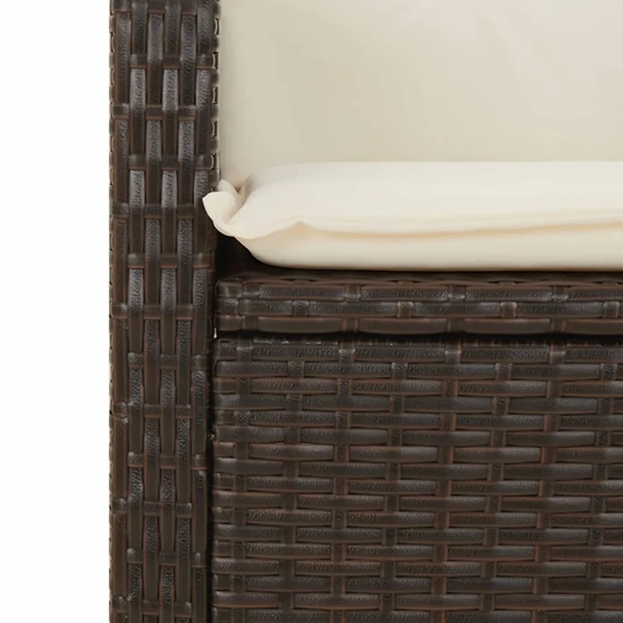 Chaise inclinable de jardin avec coussins marron résine tressée - 9