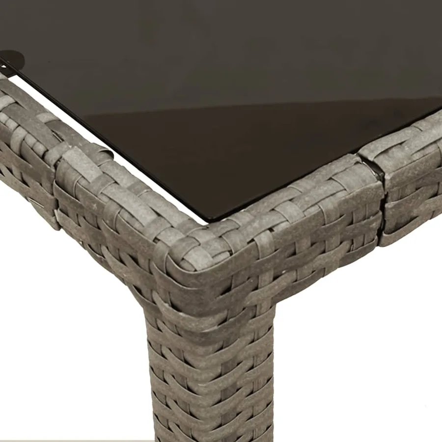 Ensemble à manger de jardin 5 pcs coussins gris résine tressée - 6