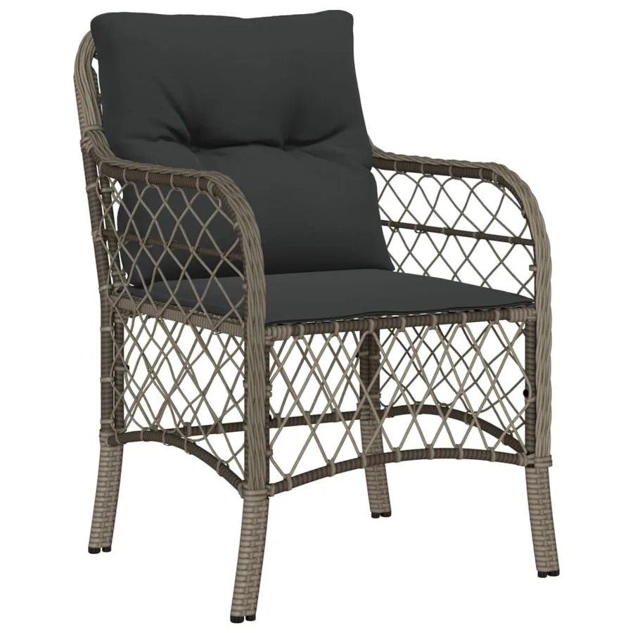 Ensemble à manger de jardin 9 pcs coussins gris résine tressée - 3