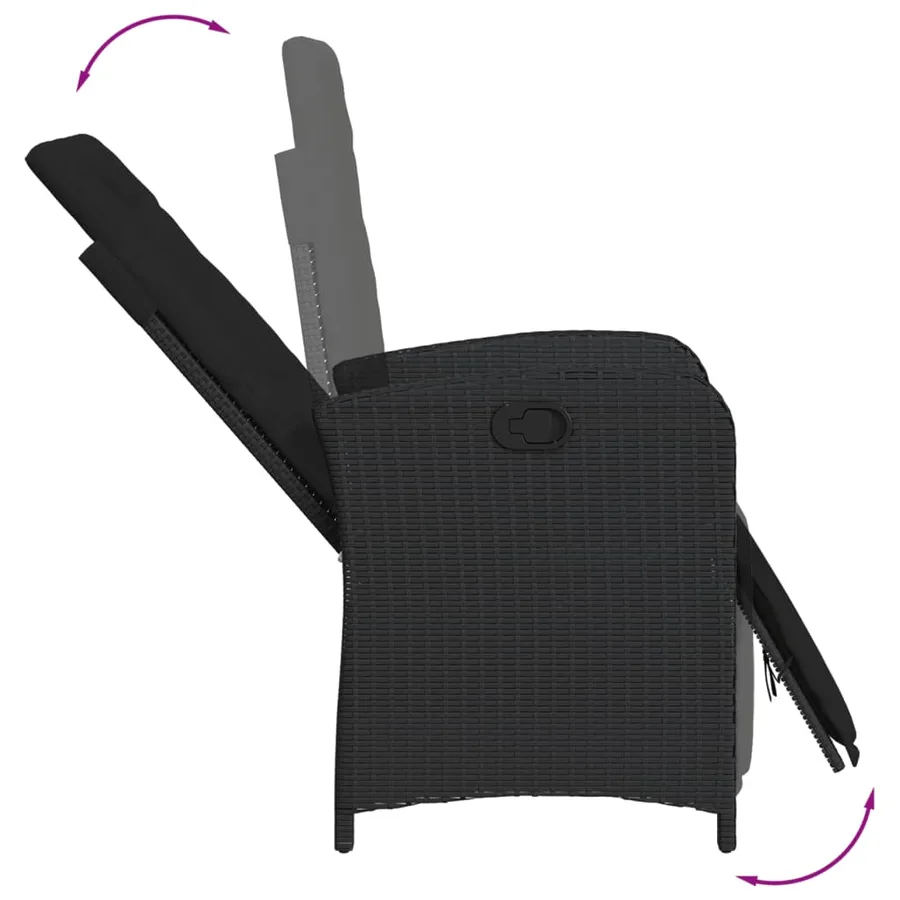 Ensemble à manger de jardin 9pcs coussins noir résine tressée - 7