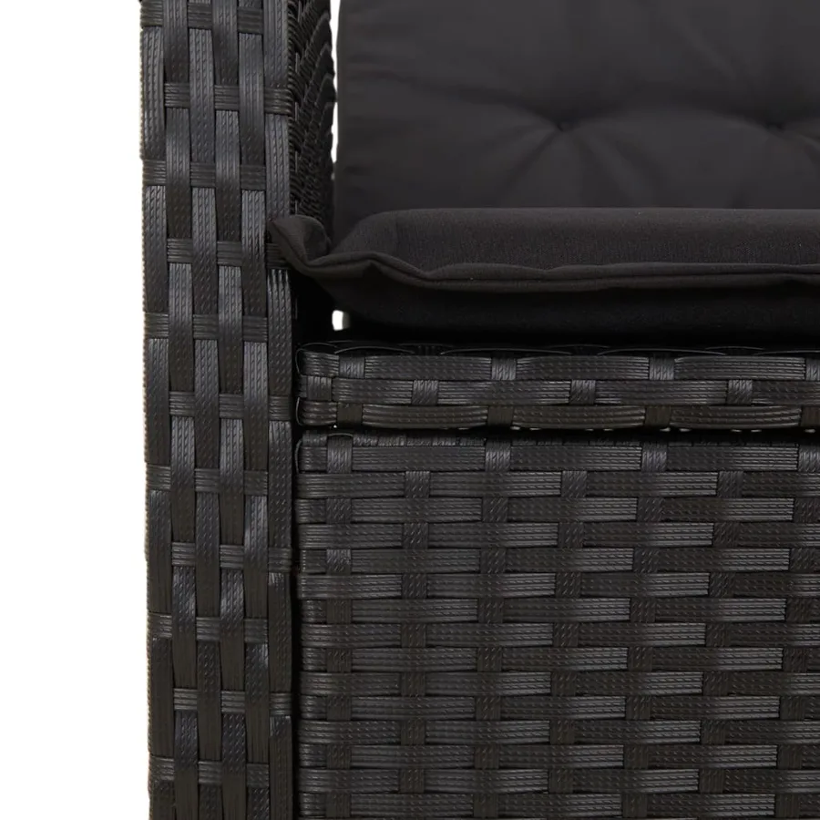 Ensemble à manger de jardin coussins 5pcs Noir Résine tressée - 6
