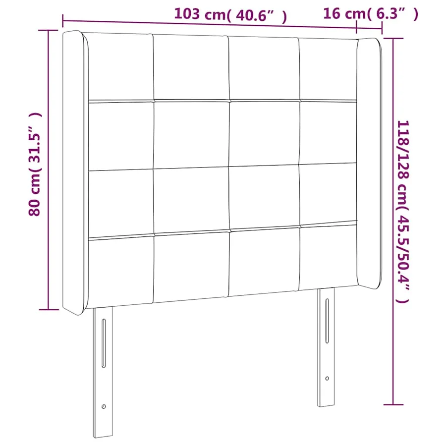 Tête de lit à LED Vert foncé 103x16x118/128 cm Velours - 7