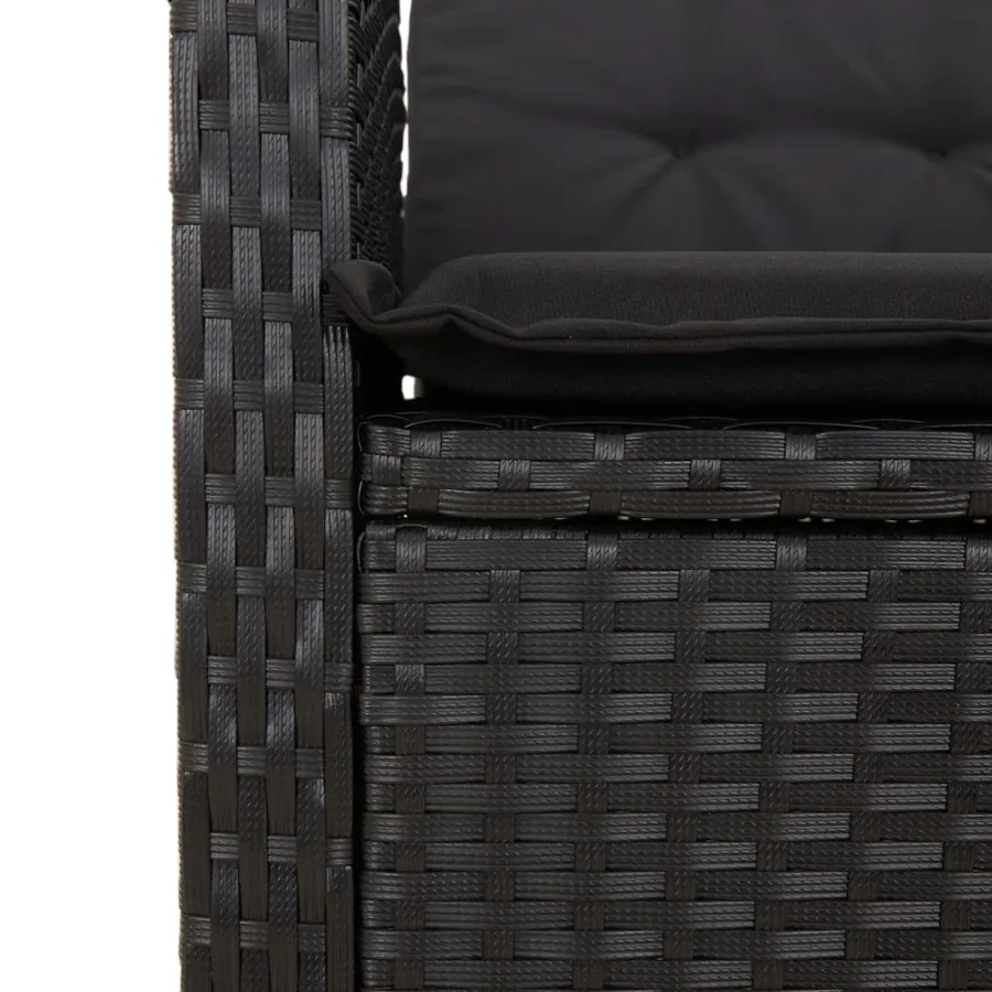 Ensemble à manger de jardin coussins 5pcs Noir Résine tressée - 7