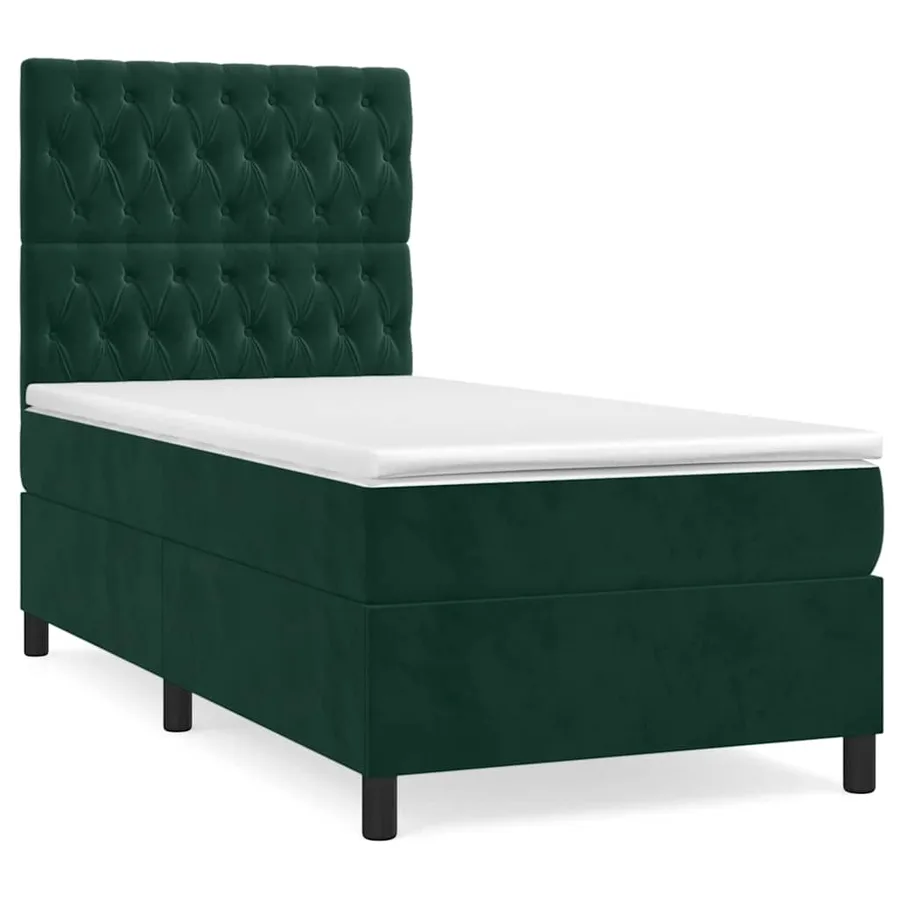 Sommier à lattes de lit avec matelas Vert foncé 90x190 cm - 2