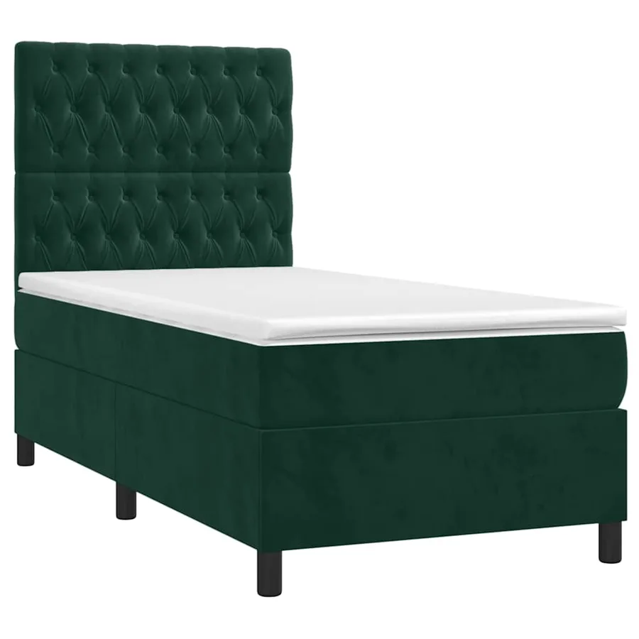 Sommier à lattes de lit avec matelas Vert foncé 90x190 cm - 3