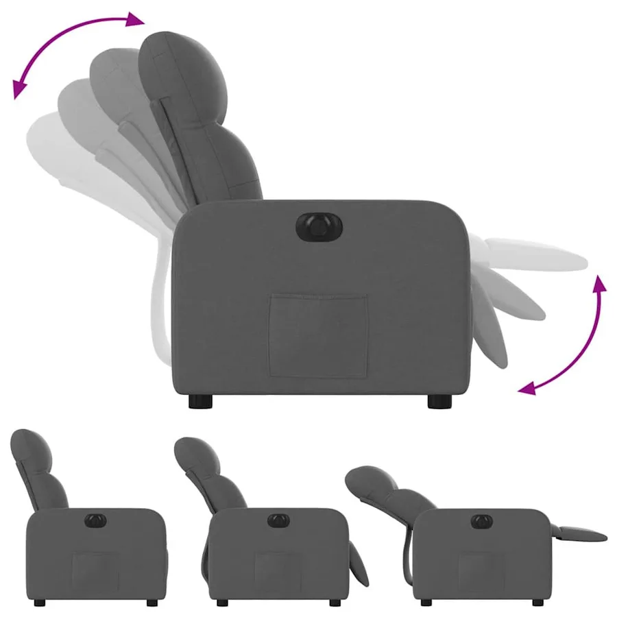 Fauteuil inclinable électrique Gris foncé Tissu - 7