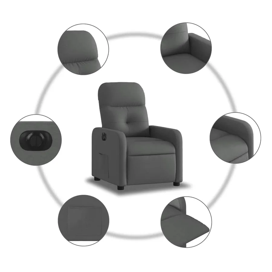 Fauteuil inclinable électrique Gris foncé Tissu - 8