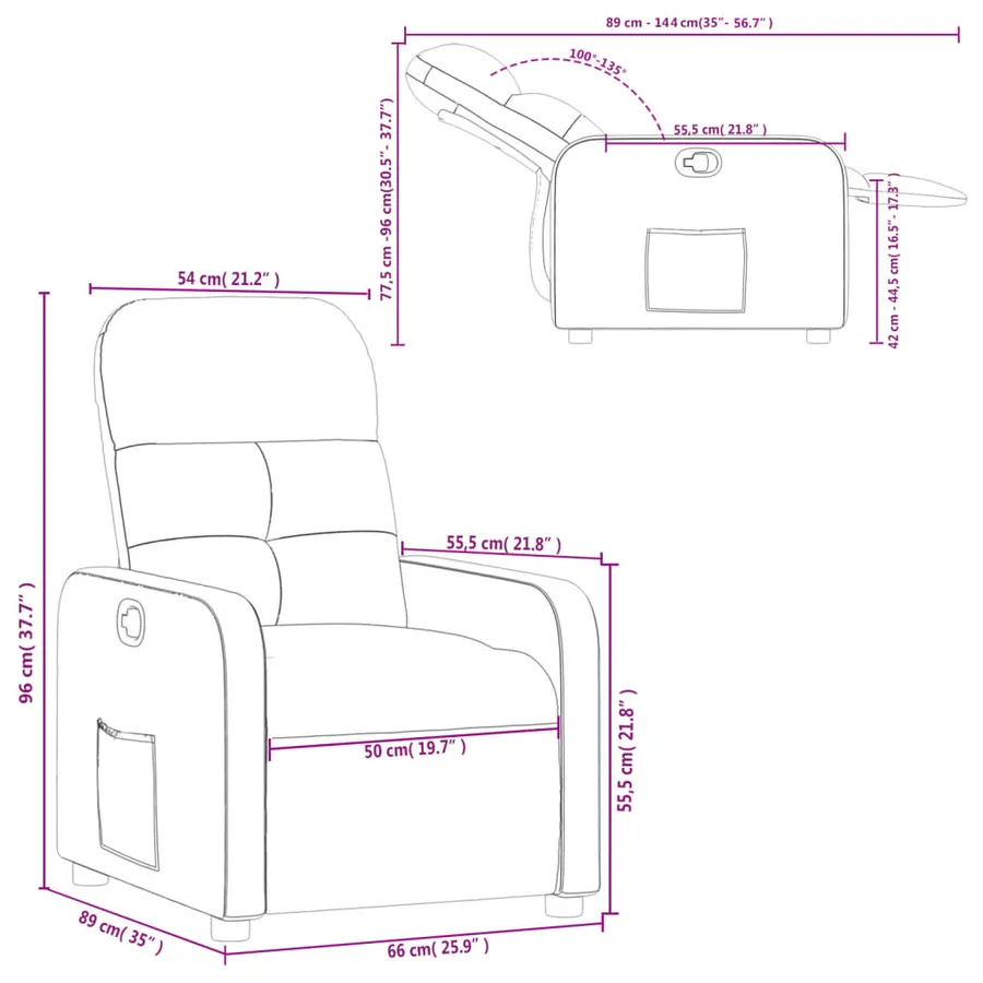 Fauteuil inclinable Gris foncé Tissu - 11