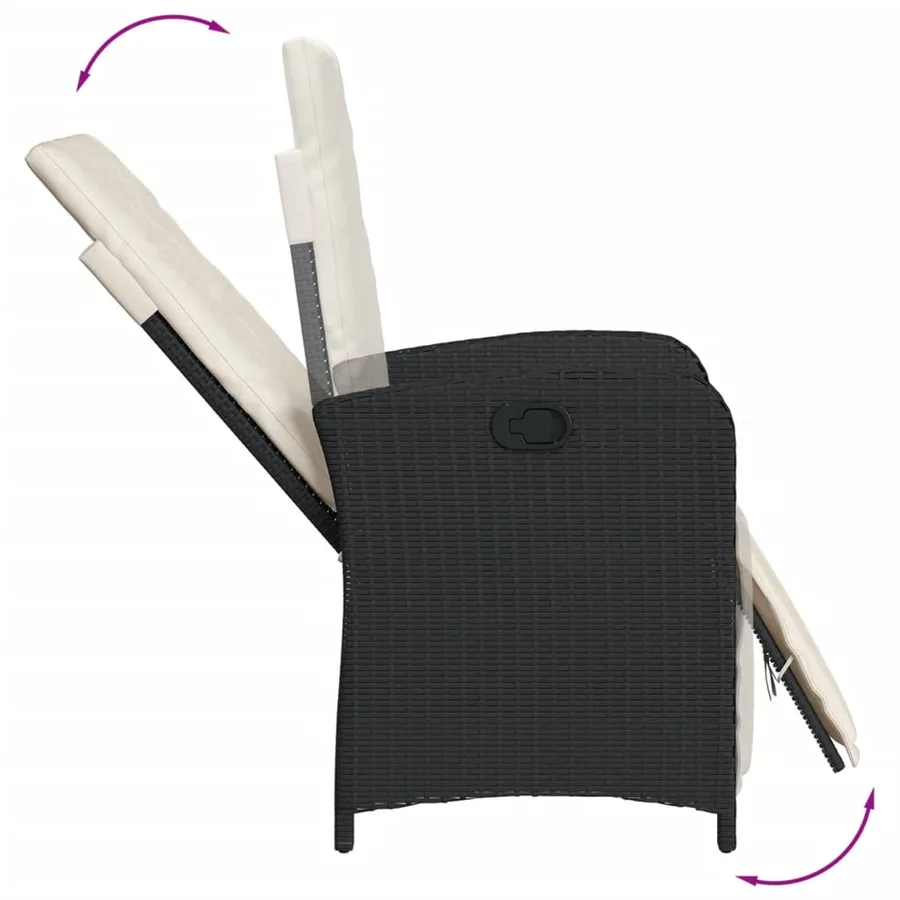 Ensemble de bistro 3 pcs avec coussins noir résine tressée - 5
