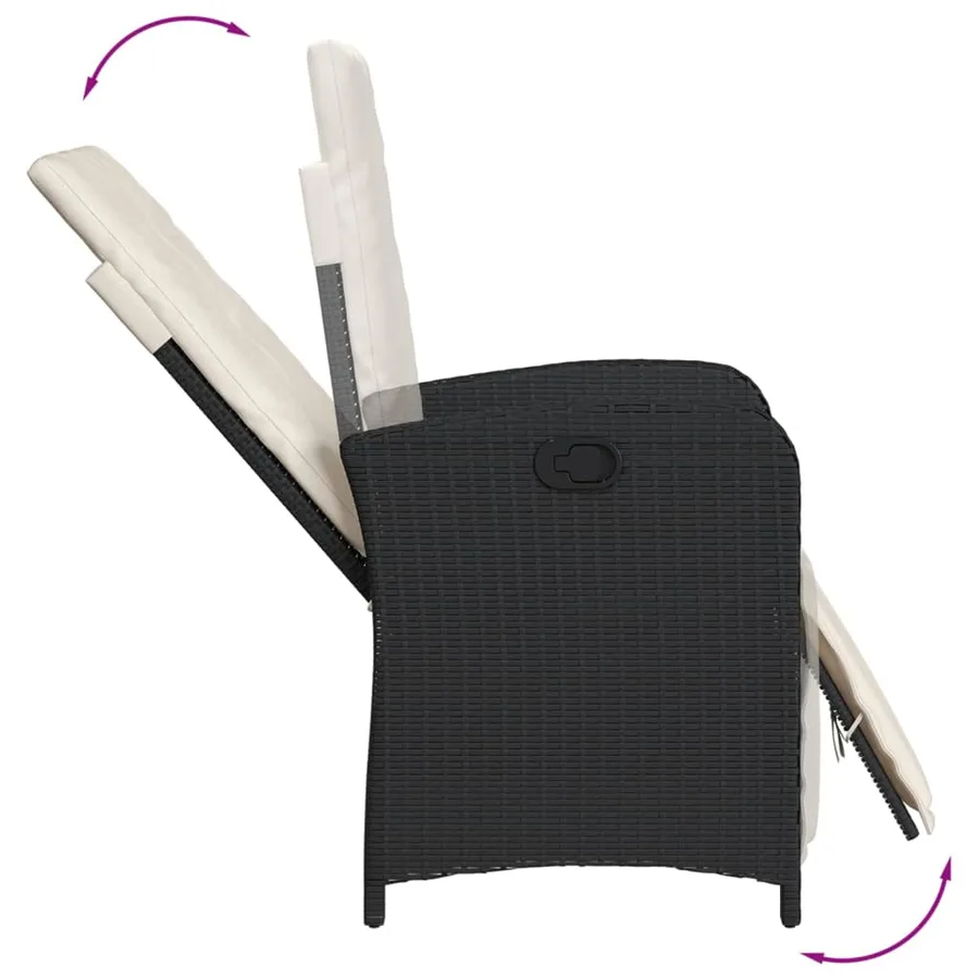 Ensemble de bistro 3 pcs avec coussins noir résine tressée - 5