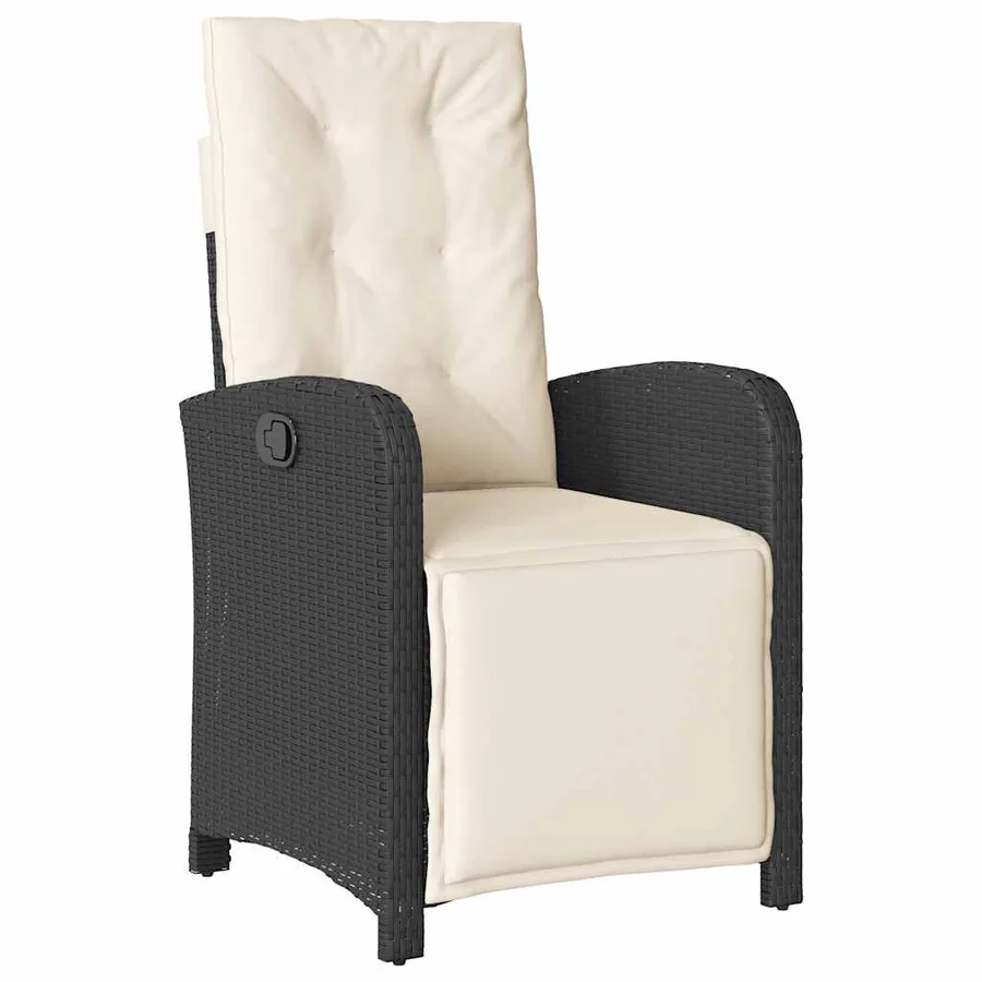Ensemble à manger de jardin coussins 5pcs Noir Résine tressée - 3