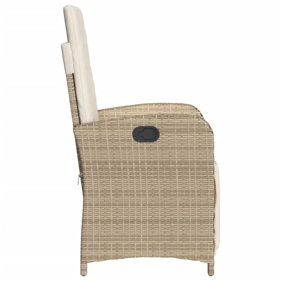 Chaise inclinable de jardin et repose-pied beige résine tressée - 5