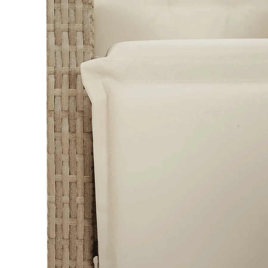 Chaise inclinable de jardin et repose-pied beige résine tressée - 9