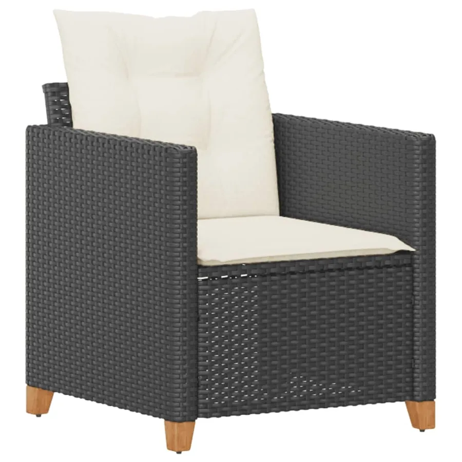 Chaise de jardin avec coussins noir résine tressée - 2