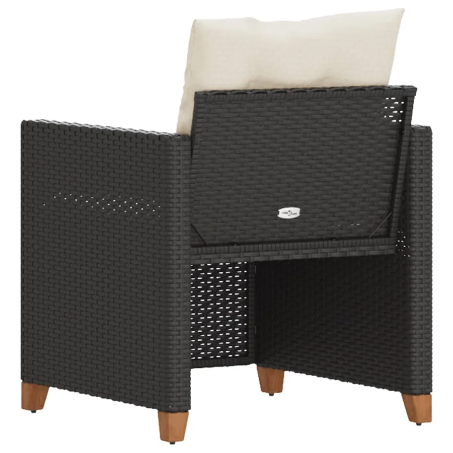 Chaise de jardin avec coussins noir résine tressée - 6