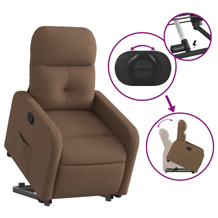 Fauteuil inclinable Marron Tissu - 6