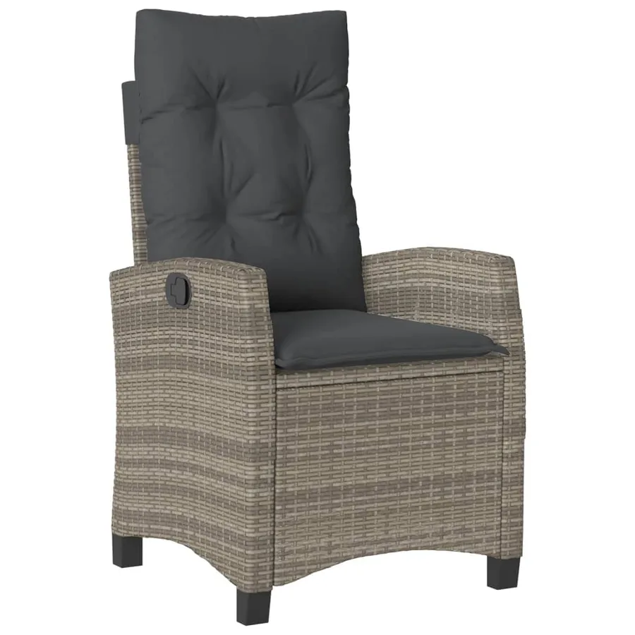 Chaise inclinable de jardin avec coussins gris résine tressée - 2