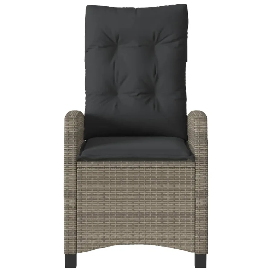 Chaise inclinable de jardin avec coussins gris résine tressée - 4