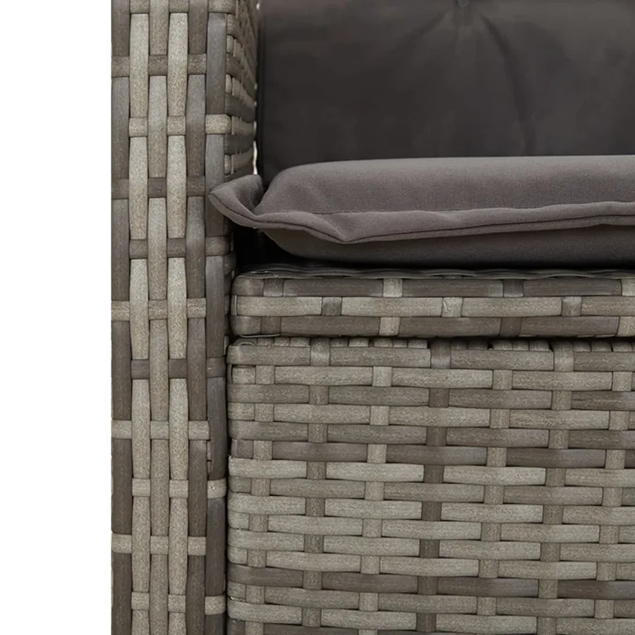 Chaise inclinable de jardin avec coussins gris résine tressée - 9