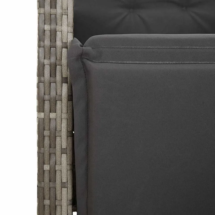 Ensemble à manger de jardin 9 pcs coussins gris résine tressée - 6