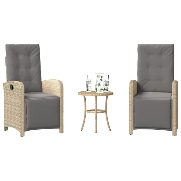 Ensemble de bistro 3 pcs coussins mélange beige résine tressée