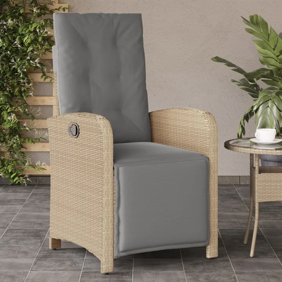 Chaises inclinables de jardin lot de 2 avec repose-pied rotin - 3