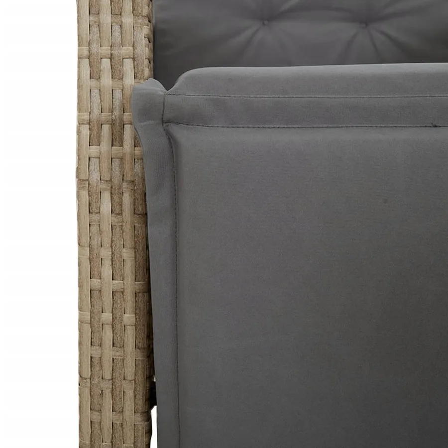 Ensemble à manger de jardin et coussins 7 pcs beige poly rotin - 8