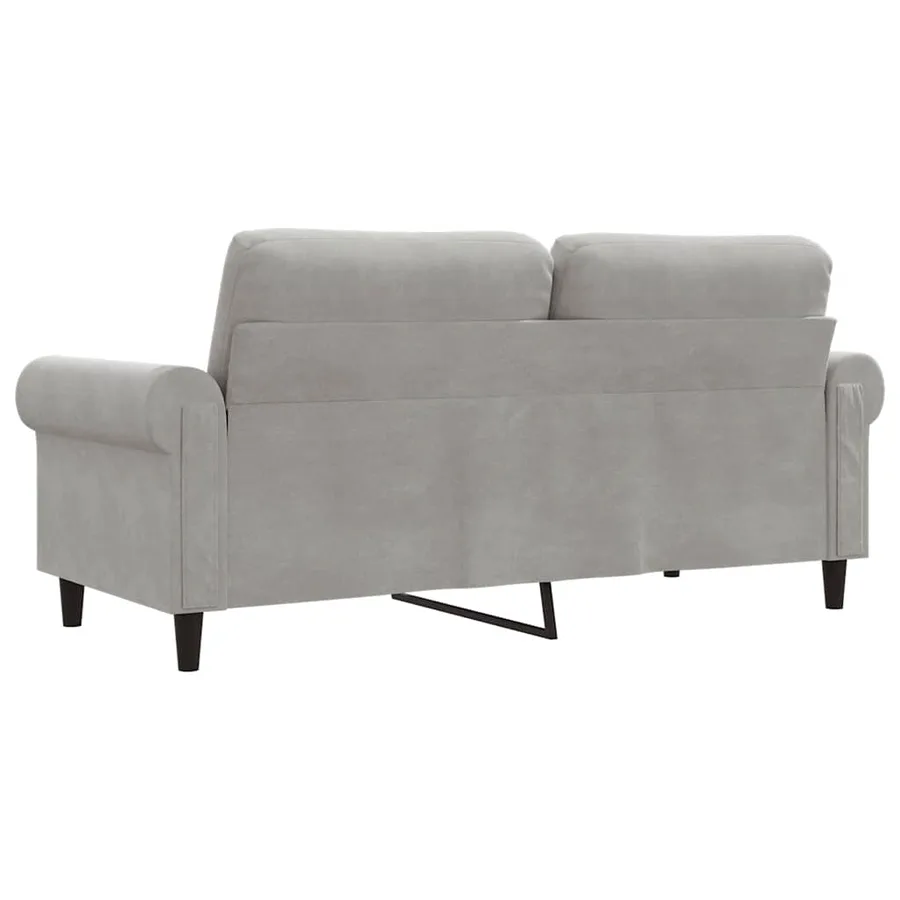 Canapé à 2 places Gris clair 140 cm Velours - 6