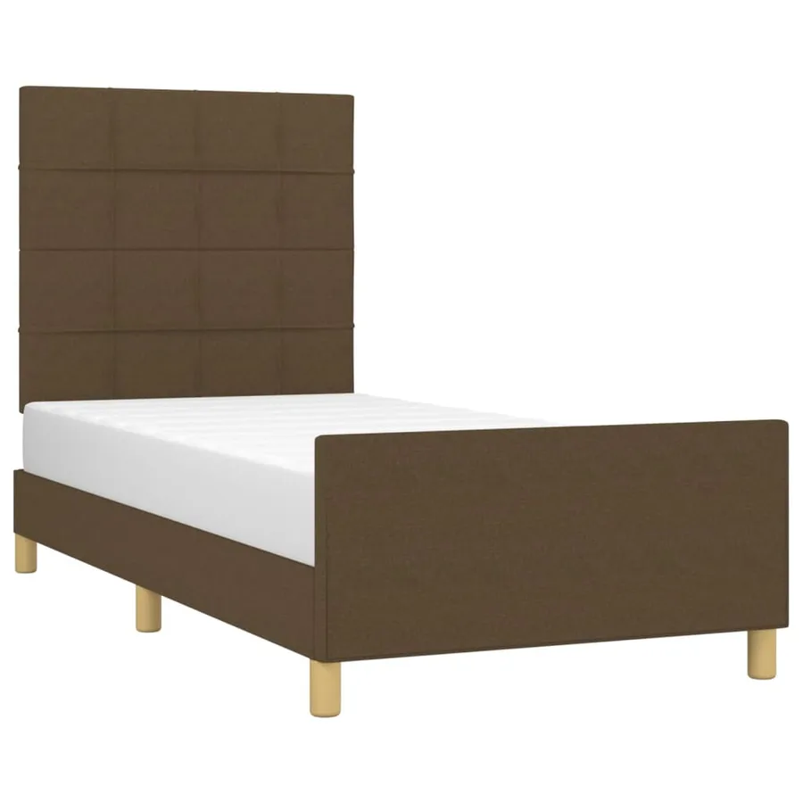 Cadre de lit sans matelas marron foncé 100x200 cm tissu - 3