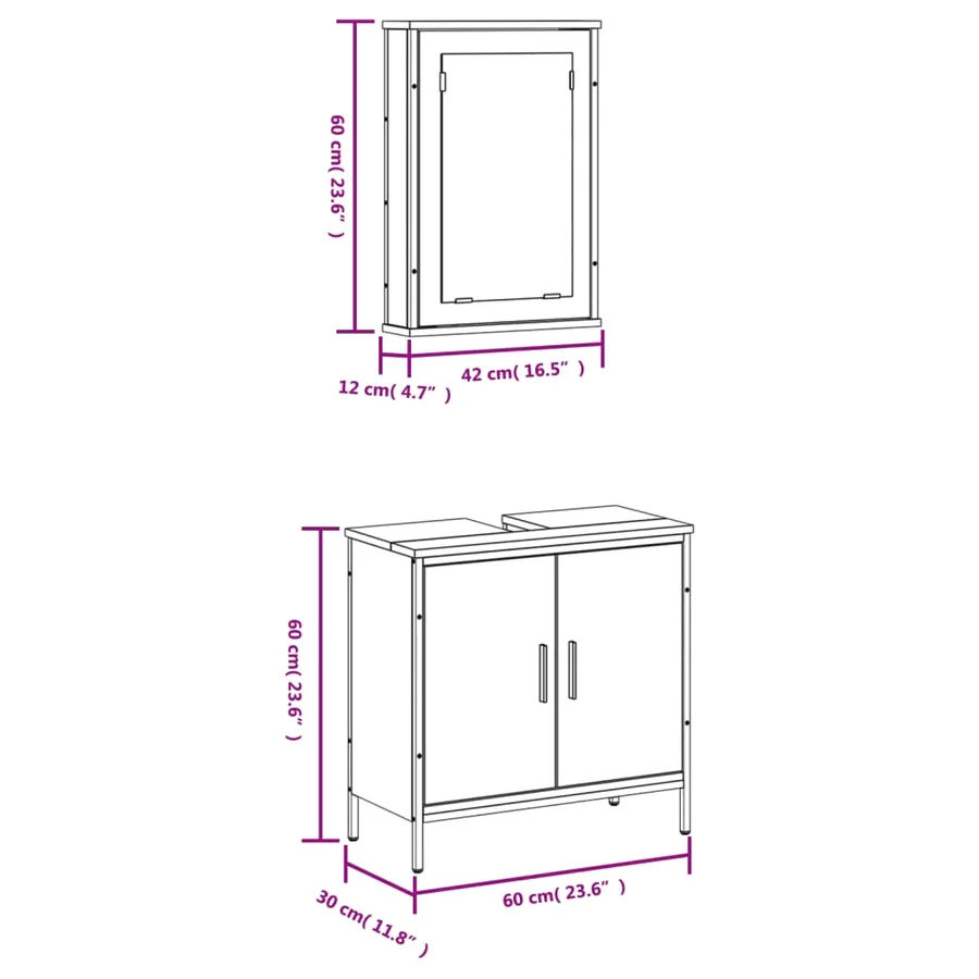 Ensemble de meubles de salle de bain 2 pcs Sonoma gris - 13